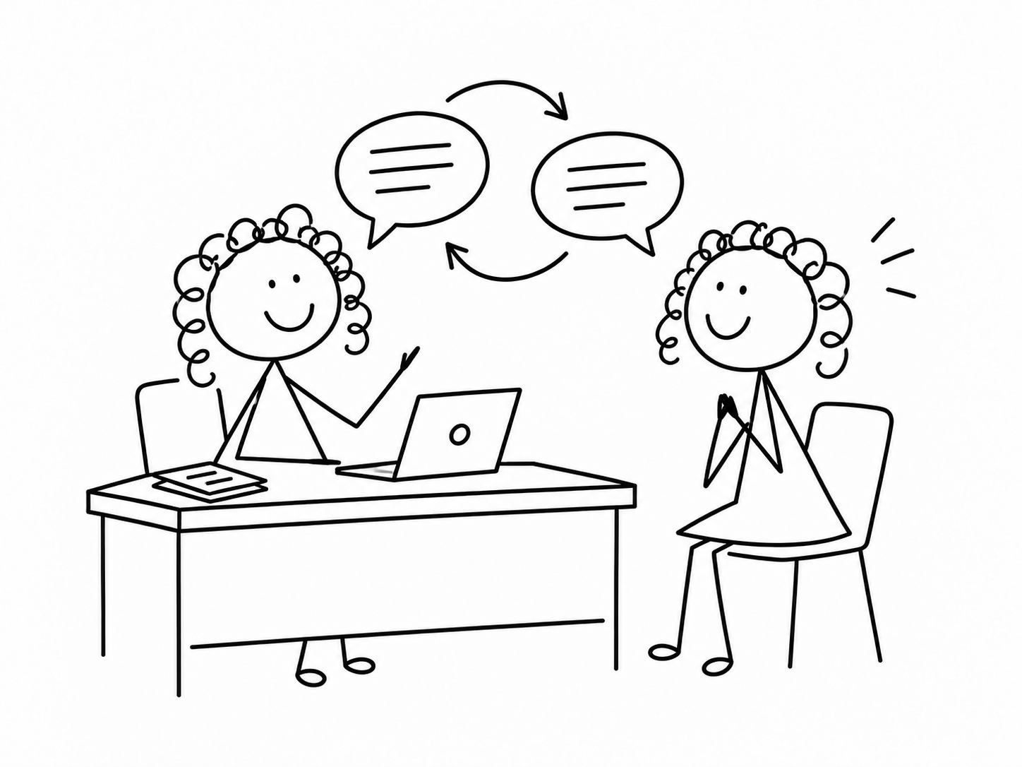 Two colleagues share ideas in a supportive conversation