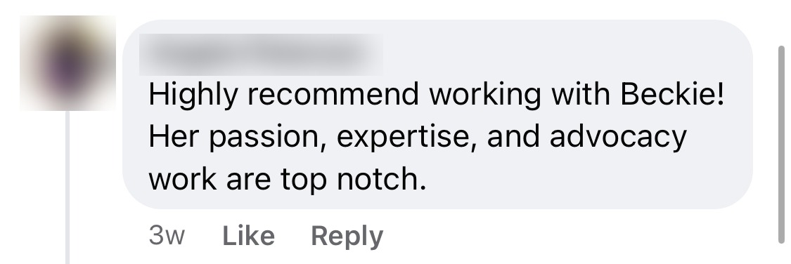 Angela Peterson recommends working with Beckie